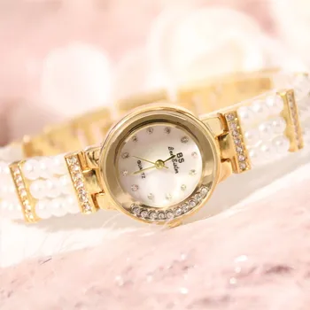 

New Hot Sale No Digital Rhinestone Scale Dial Table Pearl Chain Watch Strap Female Watch Fashion & Casual Chronograph