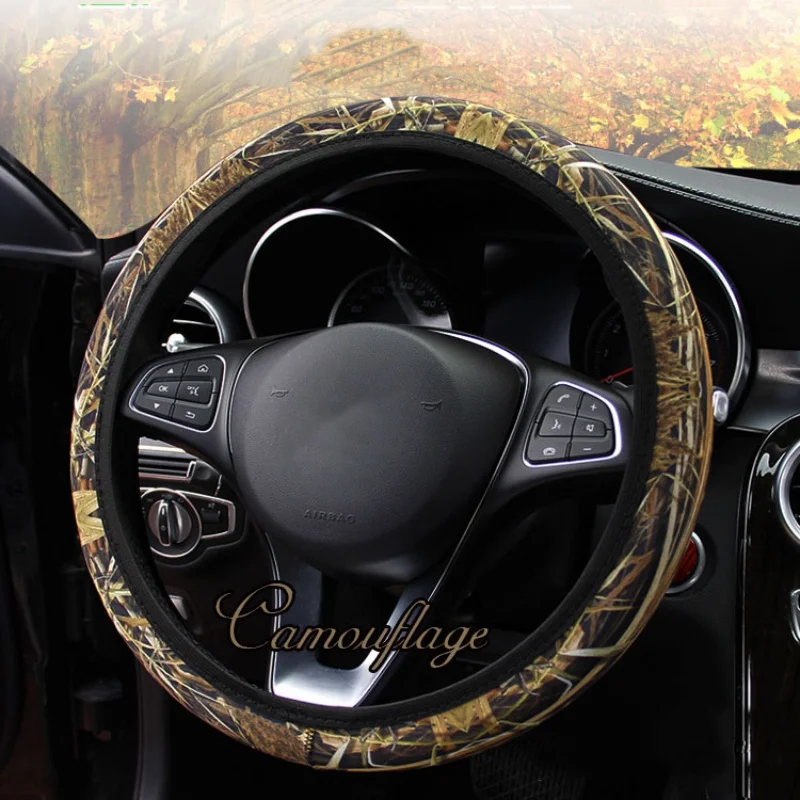 

Car Covers New Camouflage Swimsuit Material SBR Non-Slip Elastic Band No Inner Ring Car Steering Wheel Cover