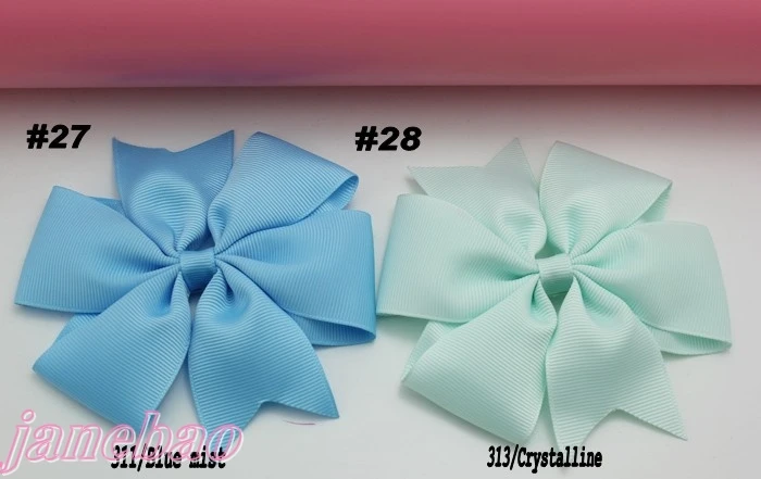 

free shipping 2017 Newest 80pcs 4.5inch single layer pinwheel hair bows Girl boutique abby bows Solid ribbon bows