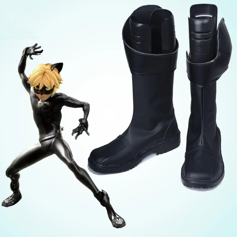 The Miraculous Ladybug Adrien Cat Noir Cosplay Boots Shoes Movie Party