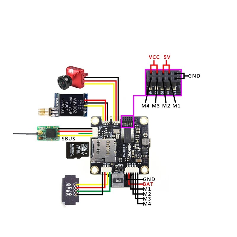 F4 Контроллер полета OSD интегрированный PDB 4 PcsBLHeli_32 Bit 35A 2-5 S ESC встроенный светодиодный для FPV Quadcopter RC