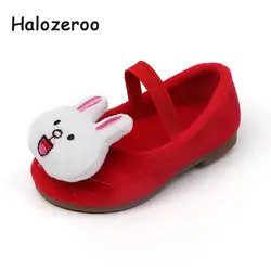 Halozeroo новые зимние для маленьких девочек милые розовые туфли детская мода теплые туфли без каблуков детский бренд Лоферы слипоны мягкие мех