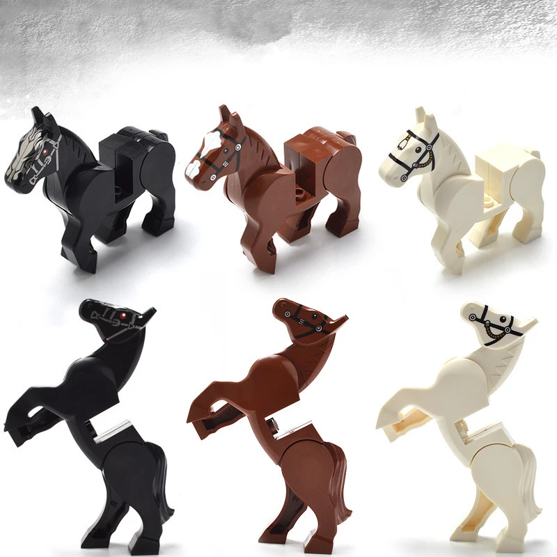

6pcs/set War White Black Horse Figures sport Building Blocks Sets Bricks Model Kids Compatible Hobbit Lord of the Rings