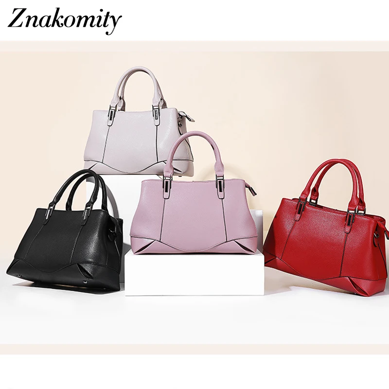 

Znakomity Fashion Women Genuine Leather Shoulder Bag Luxury Leather Handbag Womens Bags Solid Color Crossbody Bag for Women 2019
