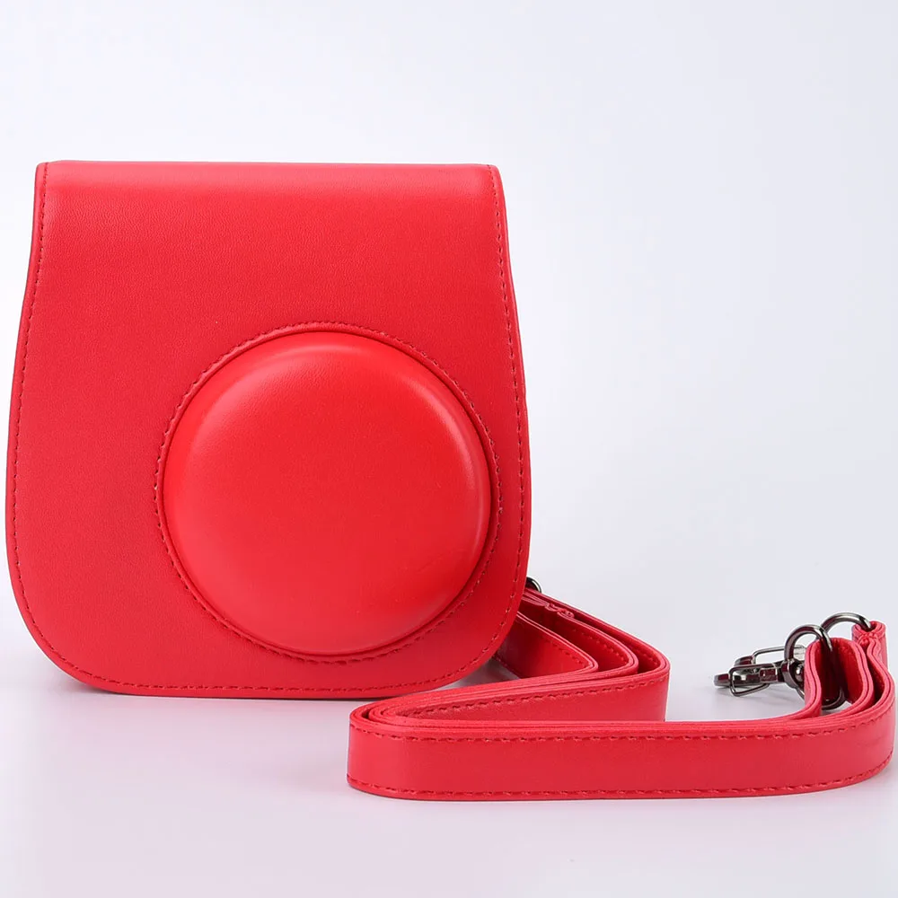 Для Fujifilm Instax Mini 8 8+ 9 Аксессуары для камеры цветы из искусственной кожи Защитная сумка на плечо Чехол - Цвет: Red