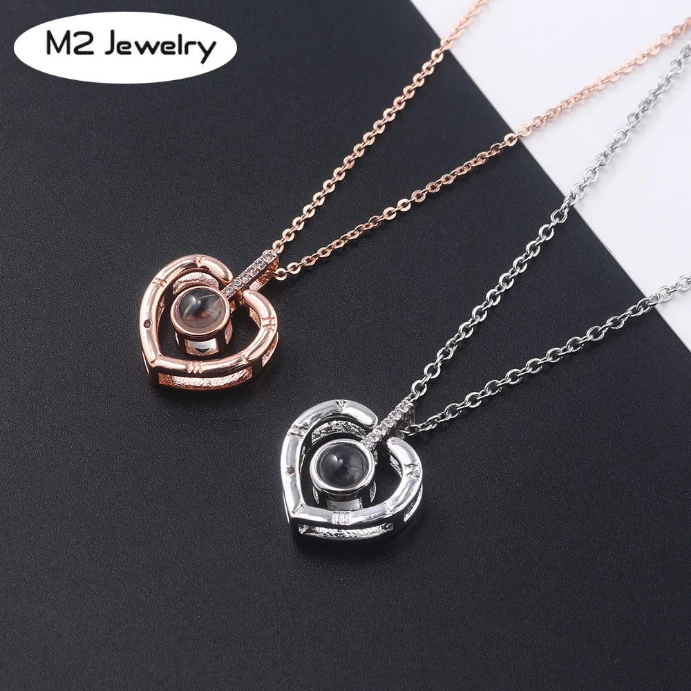 

Valentine's Day 100 languages I love you Necklace For Women Charm Pendant For Girlfriend Gifts