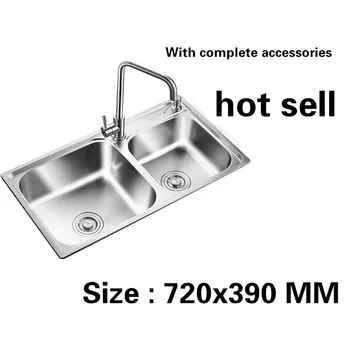 Online Free Shipping Kitchen Sink 304 Stainless Steel Normal Double Groove Hot Sell 720x390 MM