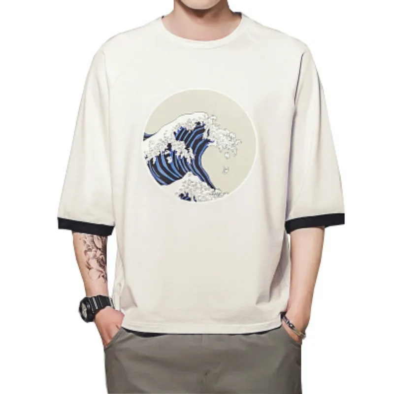 

New Summer Men T-shirt Fashion Trend Chinese Style Vintage Printing Men T-shirts Loose Cotton Round Neck Casual Men's T-shirt