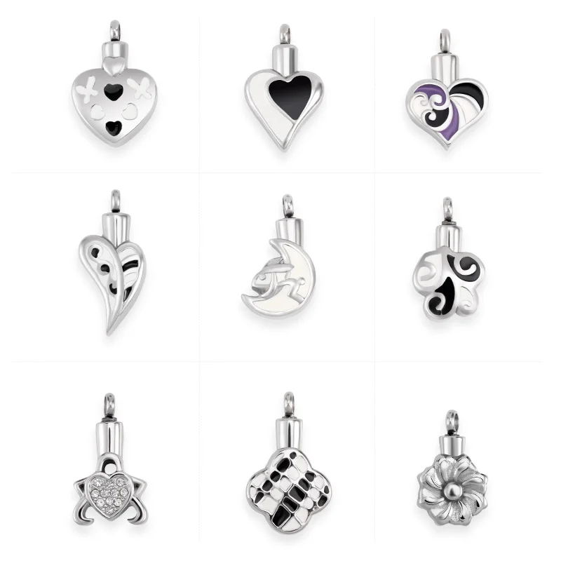

SOITIS Ashes Necklace Urn Pendants Dog Ash Necklace Jewelry Cremation Keepsake Sliver/Black Pendant Beaded Chain Gift