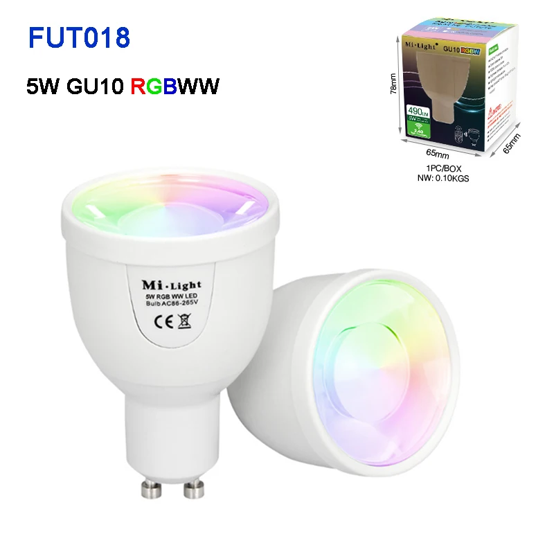 Miboxer 5 Вт GU10 9 Вт E27 Smart FUT018/FUT016 RGBW RGBCW RGBWW светодиодный светильник AC100~ 240 В 2,4 г RGB пульт дистанционного управления FUT096/FUT095/T3 - Испускаемый цвет: FUT018  RGBWW