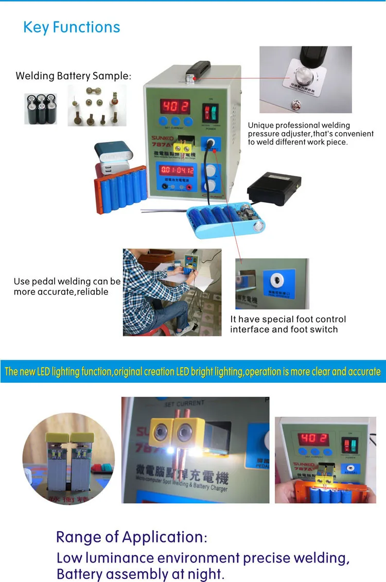 SUNKKO 787A+ точечный сварочный аппарат 18650 литиевая батарея тест и зарядка 2в1 двойной импульсный точный точечный сварочный аппарат СВЕТОДИОДНЫЙ осветительный прибор