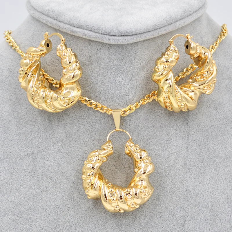 

Sunny Jewelry Jewelry Findings 2019 Copper Animal Twisted Big Hoop Women's Jewelry Sets Earrings Pendant For Party Wedding Daily
