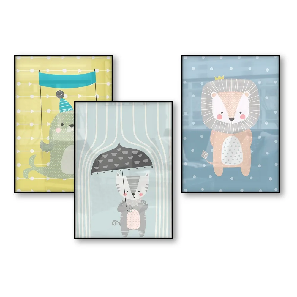 

Cute Animal Poster Pictures Kids Room Art Nordic Style Kids Decoration Posters and Prints Wall Picture Wall Art Canvas Prints