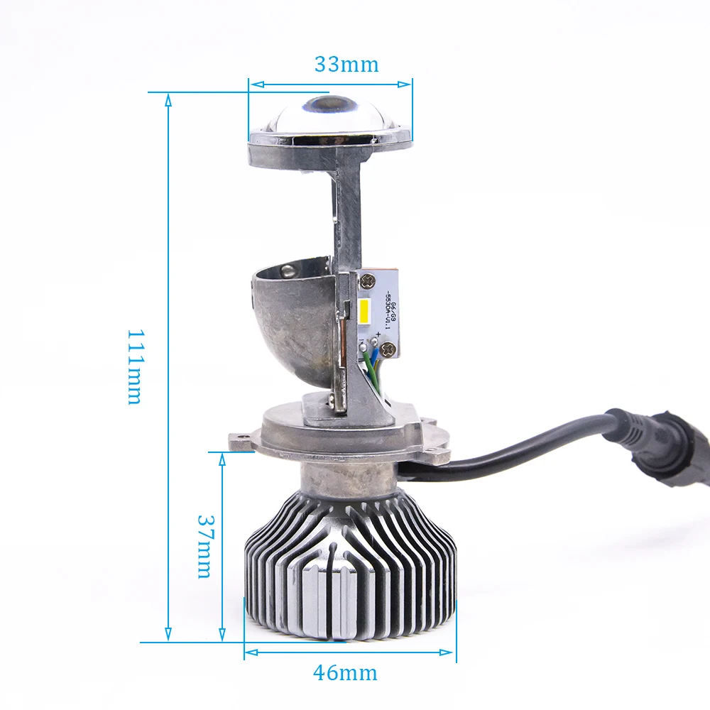 2 шт., 1,5 дюйма, H4 светодиодный мини-проектор, объектив для автомобиля, мотоцикла, дальнего и ближнего света, светодиодный комплект для преобразования лампы, фары 12 В/24 В, 5500 к