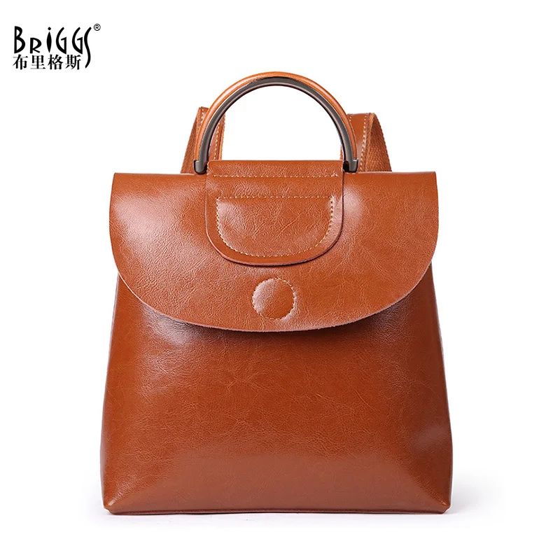 

BRIGGS Preppy Style Genuine Leather Women Backpack Vintage School Backpack For Girls Brand Designer Shoulder Bags