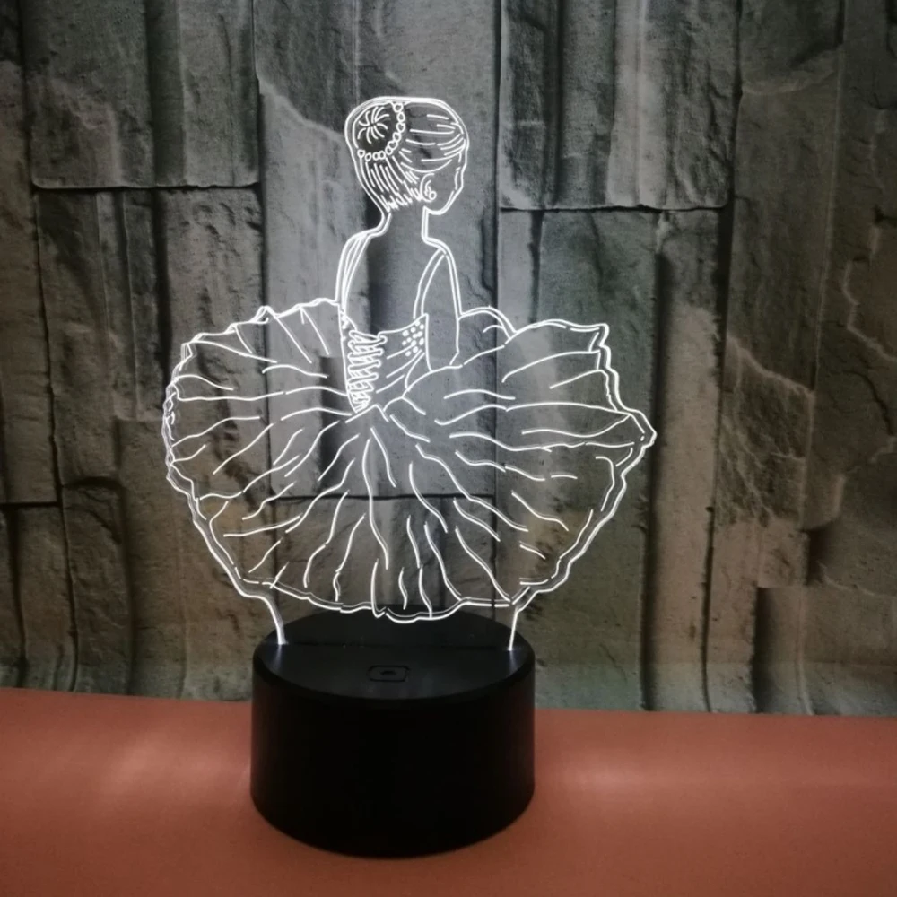 Балет 7 цветов Изменение 3D Led визуальное моделирование ночник дети сенсорная кнопка Usb настольная лампа домашний декор Освещение подарок