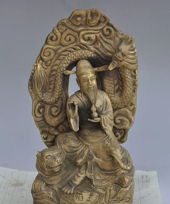 

chinese Brass animal dragon Medicine King YaoWang Medical King ride tiger Statue