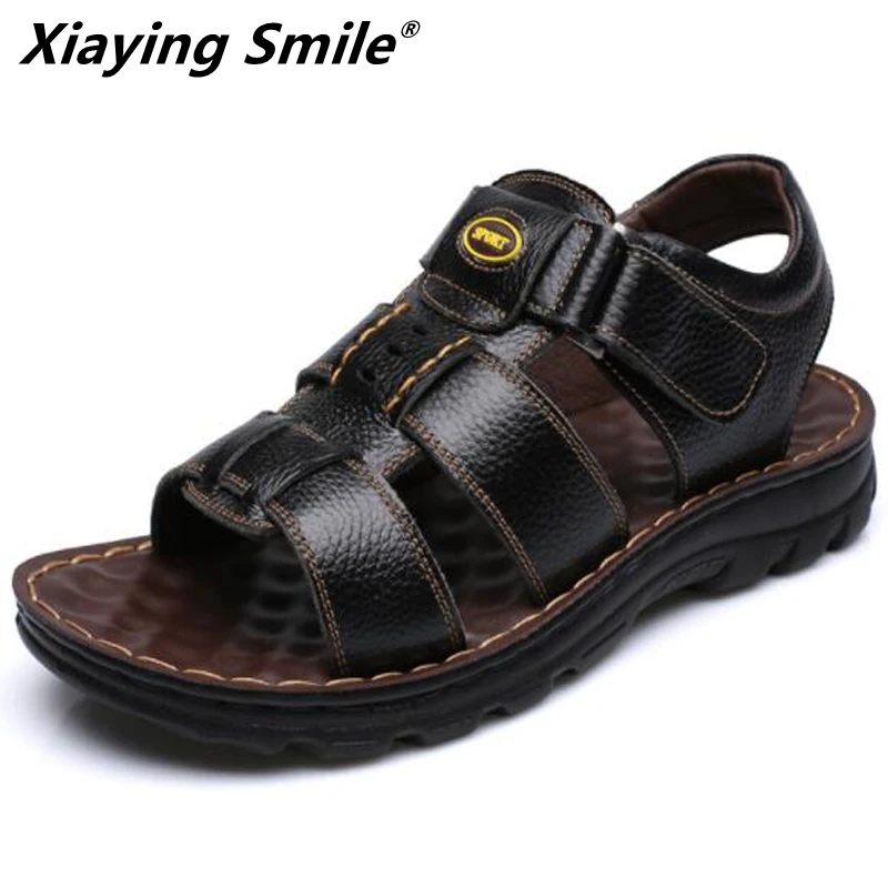 En Ligne 2019 offre spéciale été classique hommes en plein décontracté appartements sandales mode été chaussures de plage pas cher Top qualité en cuir pantoufles