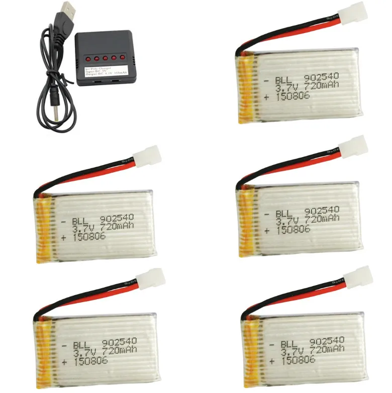 Syma X5C X5SC X5SW X5C-1 V931 H5C CX-30 SS40 FQ36 T32 T5W H42 3 7 V 720mAh комплект литиевых батарей 5 + 1 баланс