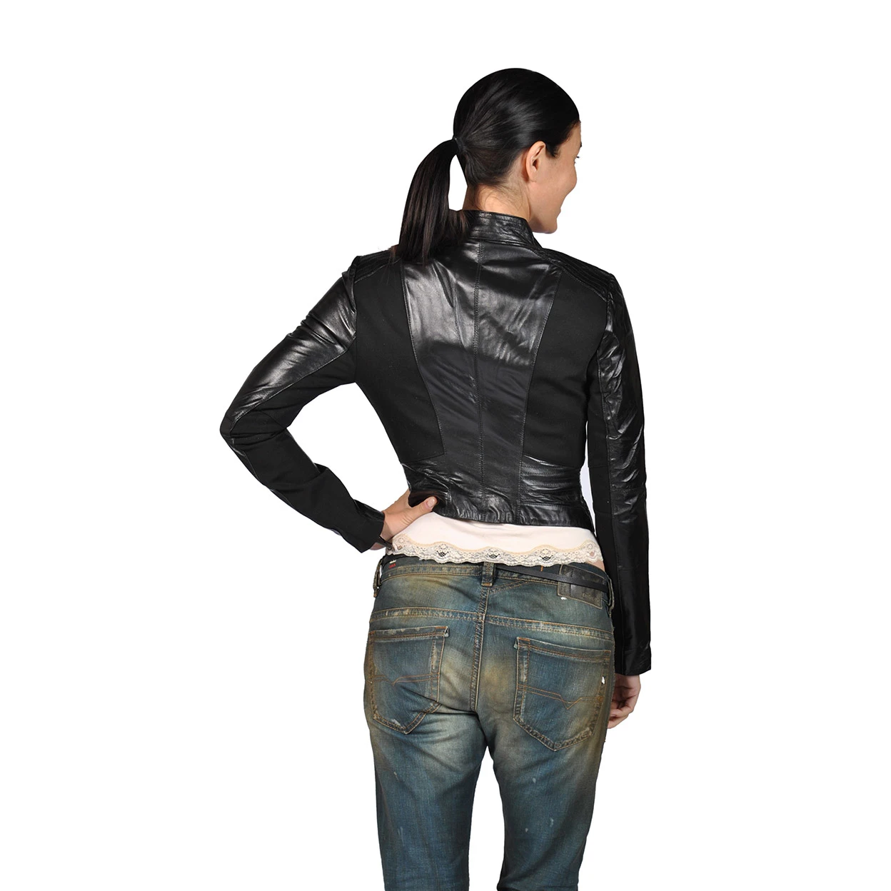 Runway Womens Vest Style Leather Jacket, Black (3)