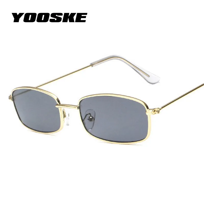 YOOSKE, маленькие квадратные солнцезащитные очки для женщин и мужчин, фирменный дизайн, винтажные, золотые, прозрачные, солнцезащитные очки, унисекс, пара очков, маленький размер, оттенки