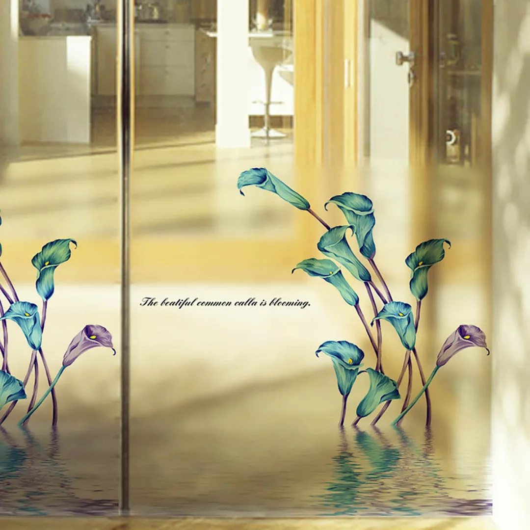Removable Calla lily Flowers Window Sticker DIY Window Fridge Decal Vinyl Art Flower Wall Glass Sticker Home Decor