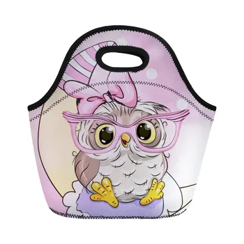 

ThiKin 3D Print Cute owl Lunch Bags Insulated Waterproof Food Girl Packages men and women Kids Babys Boys Handbags