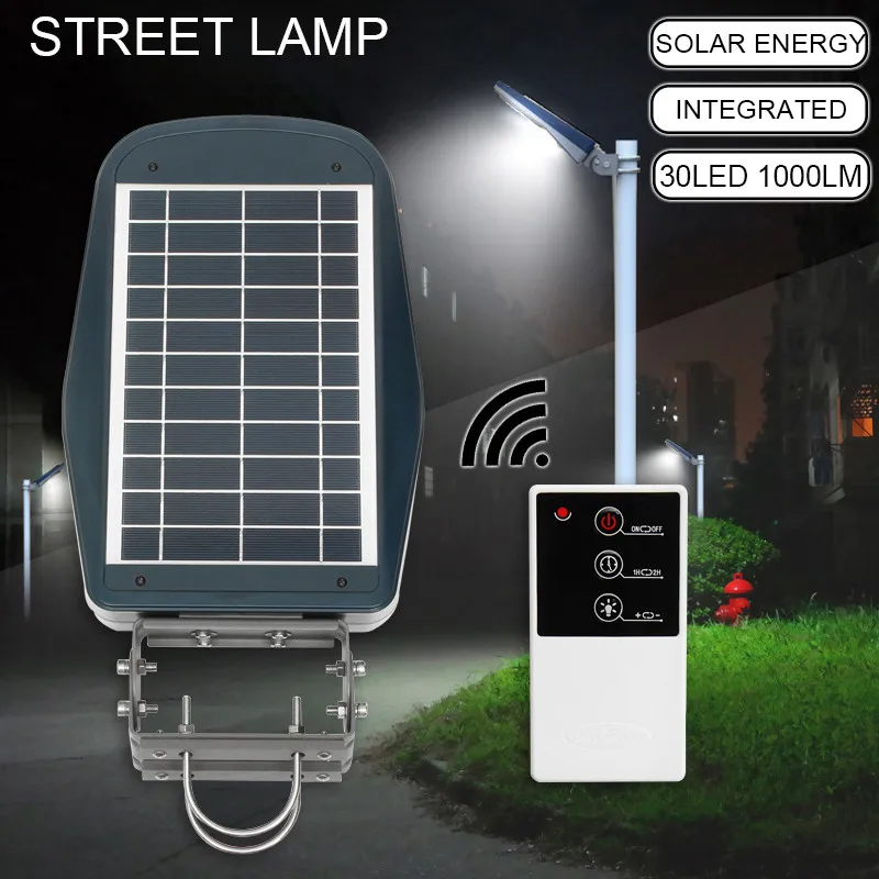 

30 LED Solar Street Wall Light Outdoor Lamp Post Area Lighting Batteries Remote Garden Security Light