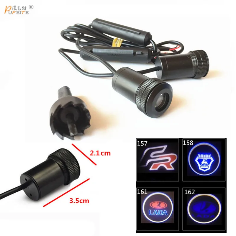 

PFTKJCP 2/pcs car projector Logo Ghost Shadow Light for Lada priora Granta kalina niva largus for GAZ samara led light drilling