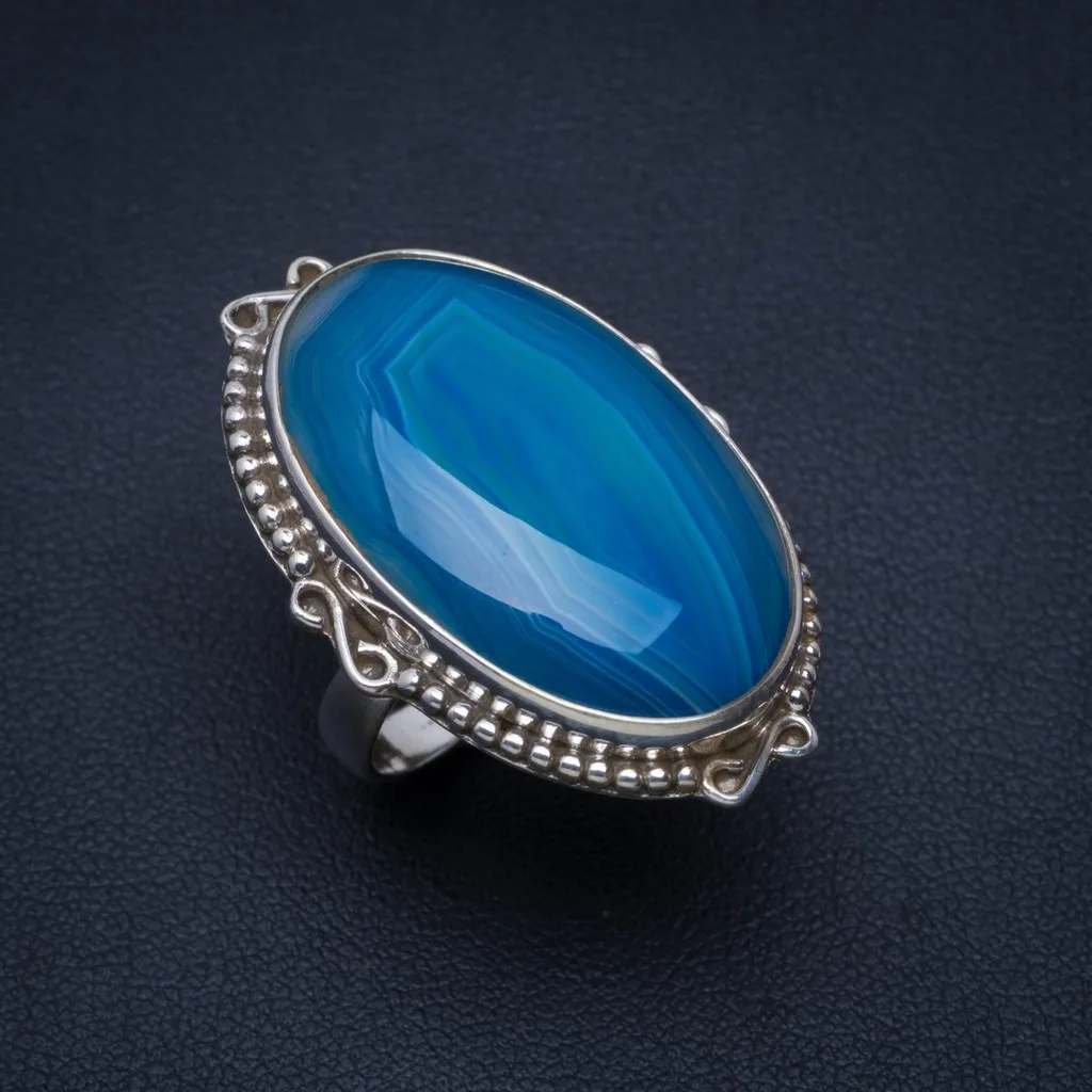 

Natural Botswana Agate Handmade Unique 925 Sterling Silver Ring 6 A3999