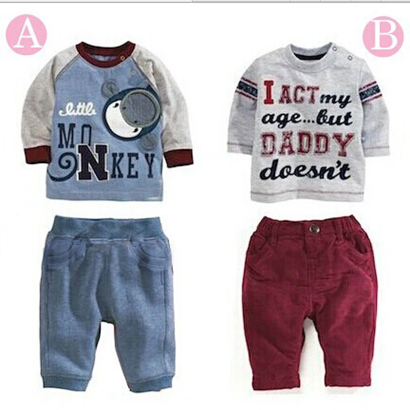 

2019 New Children Clothing Alphabet Cartoon Boys Letter Suits Kids Long-sleeved T-shirts + Pants Kids Sets