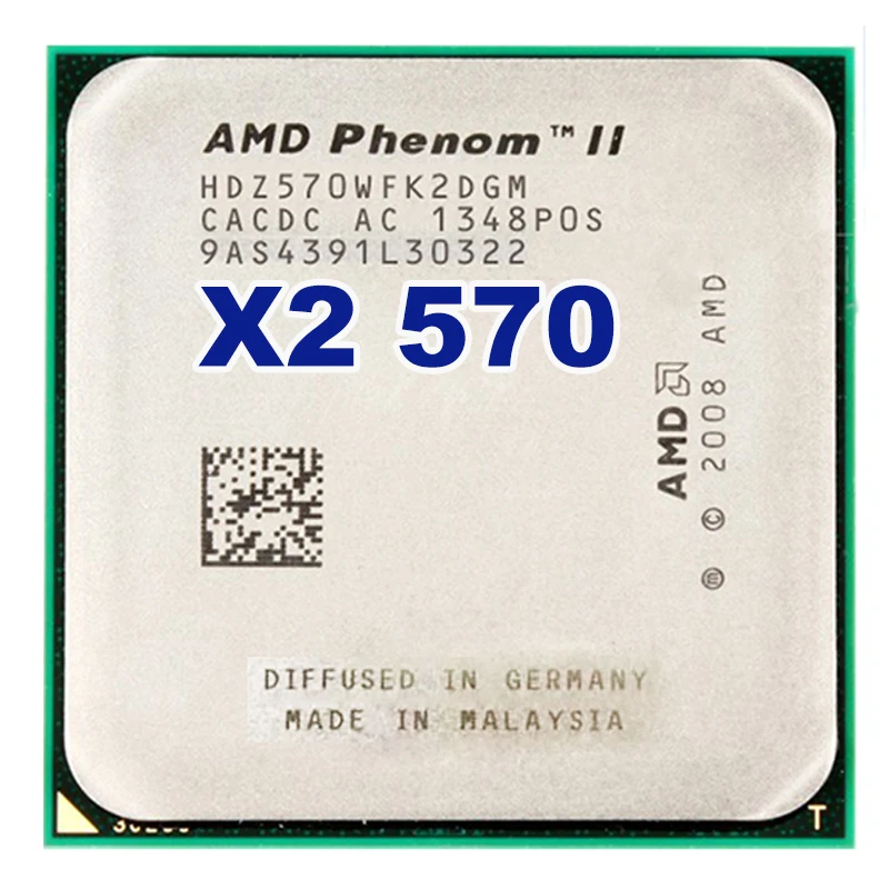 Процессор AMD Phenom II X2 570 cpu двухъядерный процессор 3,5 ГГц/6 м/80 Вт/2000 МГц разъем am3 am2+ 938 pin