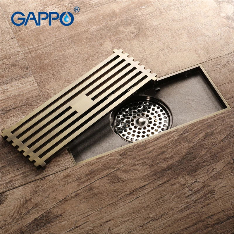 Латунный роскошный напольный дренаж GAPPO линейный анти-запах крышка для ванной