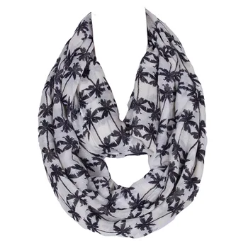 

2017 New Fashion Leaf Tree printing polyester Infinity Coconut Palm Design Ring Women Scarf Echarpe Foulard Femme Size 180*100cm