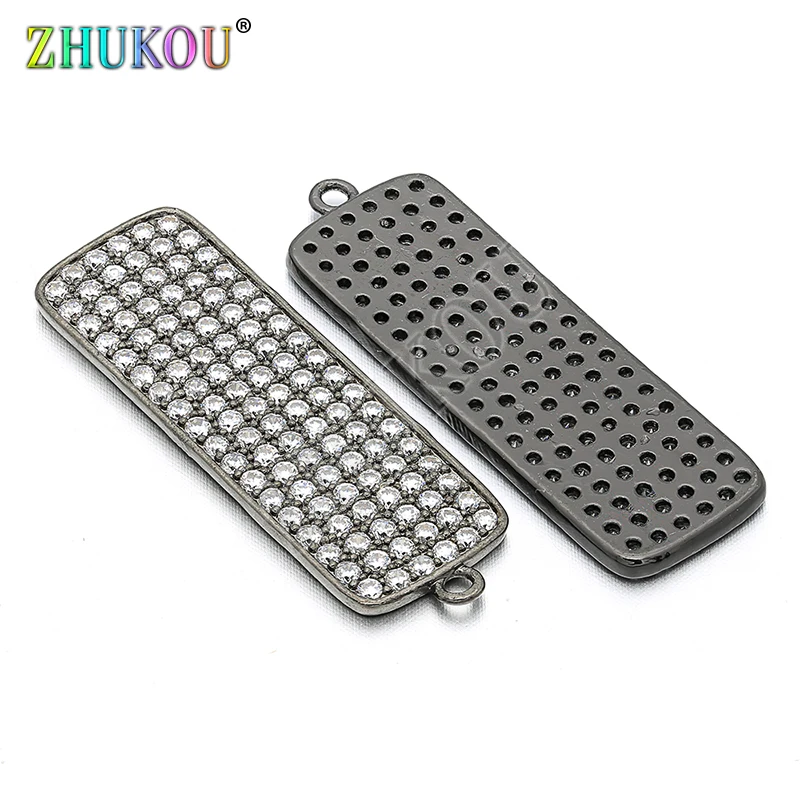 11*35mm Brass Cubic Zirconia Rectangle Charms Pendants DIY Jewelry Findings Accessories Hole: 1.4mm Model: VD112 | Украшения и