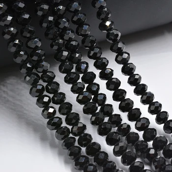 

Black 3*4mm Crystal Cut Glass Round Beads Cristal Faceted Beautiful Transparent Strand Beads Diy Components for Needlework
