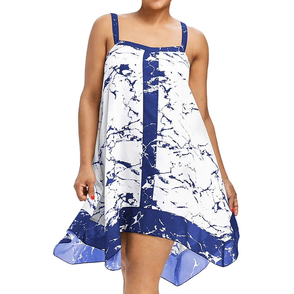 Plus Size Women Summer dress Fashion sexy Ladies Sleeveless Strappy