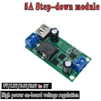 

WAVGAT DC-DC 9V 12V 24V 36V To 5V/5A Step-down Module Regulated High Power Vehicle Voltage Stabilized Power Converter Module