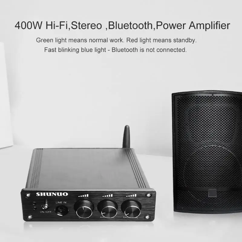 

All Aluminum TDA 7498E 400W Hi-Fi Mini Stereo Bluetooth Power Amplifier Booster DVD Car Auto Motorcycle Home Audio Speaker