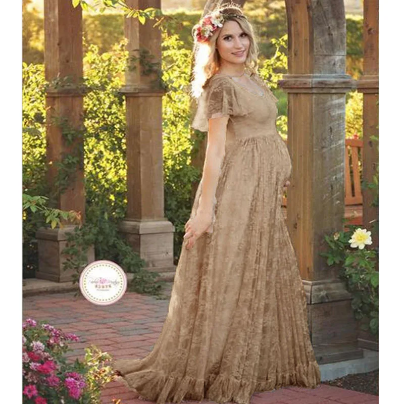 

2017 Summer Maternity pregnancy photography Dresses Long Ruffles Lace Maternity bodycon dress Women Plus Size 3XL 4XL Clothes