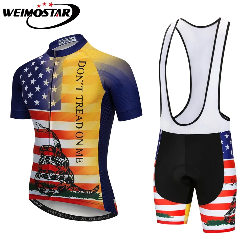 USA Flag Cycling Jersey Sets Bike Team Pro Jersey Maillot Ciclismo