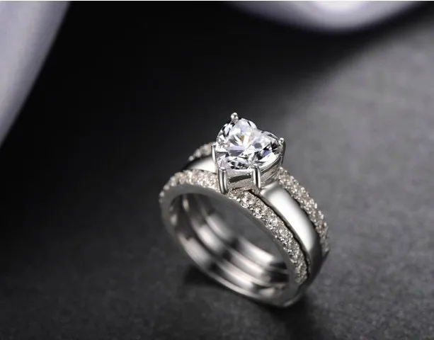 1ct Famous Designer Heart Jewelry Synthetic Diamonds Rings Set Women 1ct Famous Designer Heart Jewelry Synthetic Diamonds Rings Set Women Engagement Sterling Silver Customize In From