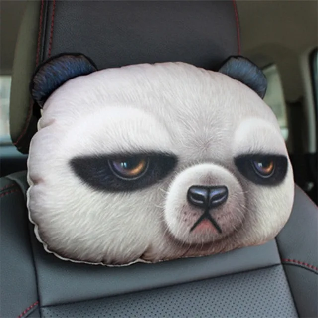 New Cute Animal Car Headrest Cool Dog Head Neck Rest Nap Cushion Pillow Waist Pillow With Core+Activated Carbon Cushions - Цвет: 13