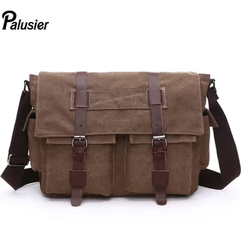 

Fashion Retro Men Large Capacity Messenger Bag Casual Multifunctional Canvas Shoulder Bag Solid Male Laptop Package