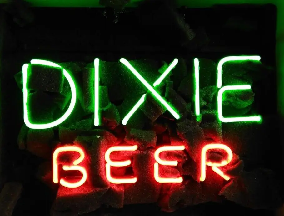 Custom DIXIE Glass Neon Light Sign Beer Bar