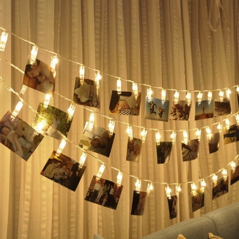1,5 м 3 м 6 м держатель фото светодиодный огни строки для Свадебные украшения вечерние принадлежности, домашний декор гирляндой подарок на