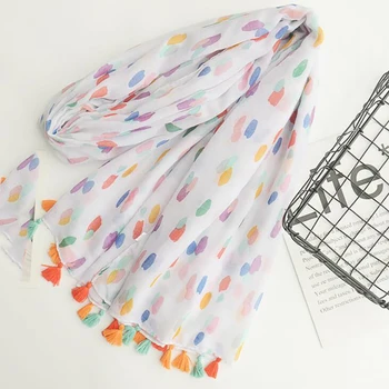 

2019 luxury brand Solid Head Scarf hijab scarf Women Spring Autumn Long Sweet colorful Dots Print Scarf Muffler bufanda mujer