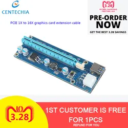 USB3.0 6Pin Мощность кабель PCI-E Express 1x к 16x горной машины Enhanced Extender адаптер Riser Card SATA