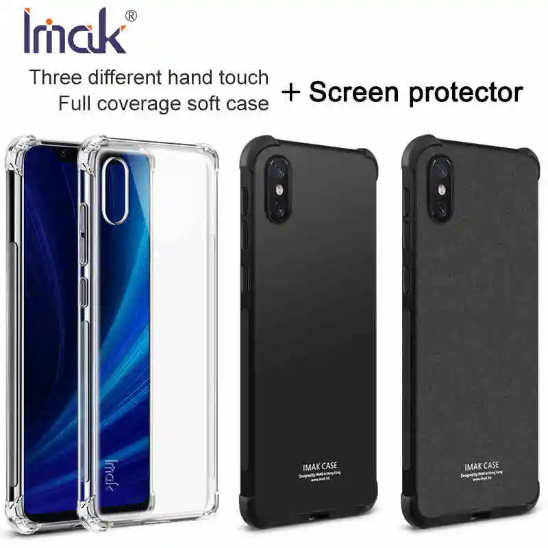 

IMAK For Xiaomi Mi 8 Explorer Edition Case Silicone Cover Soft Corner Airbag Case Mi8 Explorer Protective Shield + Screen Film
