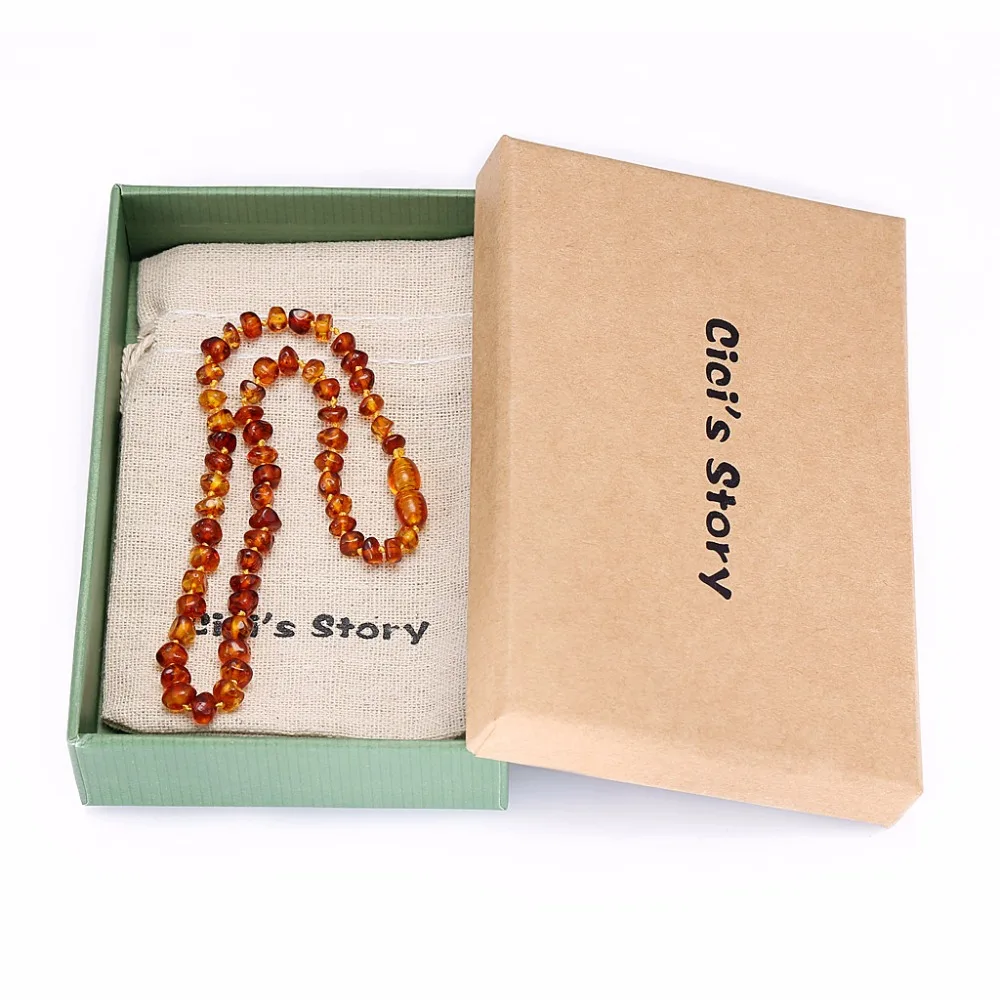 Online Kalung Baltic Amber Gelang untuk Bayi (Cognac)  3 Ukuran DIY Manik manik Kalung Batu Alam untuk Membuat Perhiasan